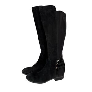 Vince Camuto Pauletta Knee High Suede Boots Size 8M Riding Equestrian Black